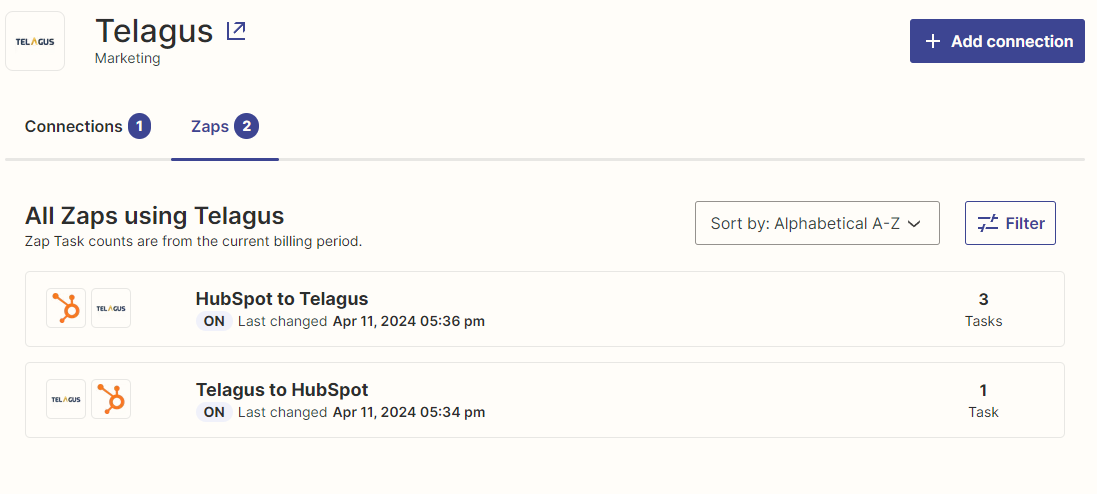 Integrating Telagus CRM with Zapier is a straightforward process